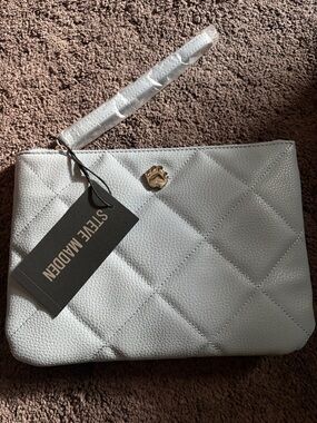Steve Madden Quilted Wristlet Clutch in Light Gray